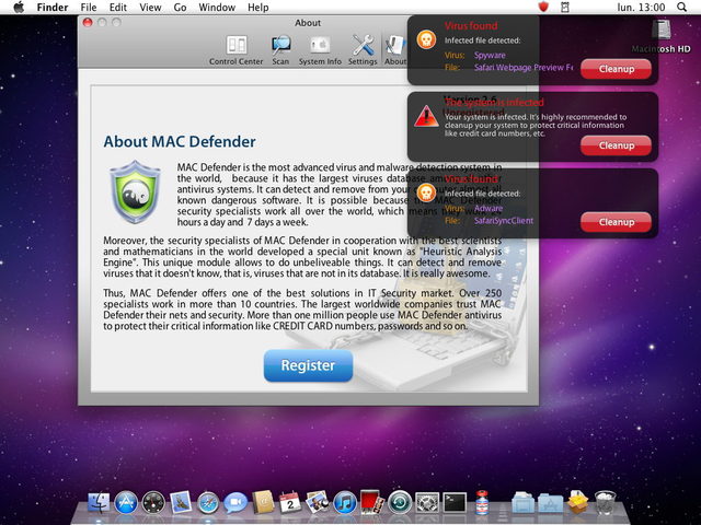 Here is the Mac Defender Windows