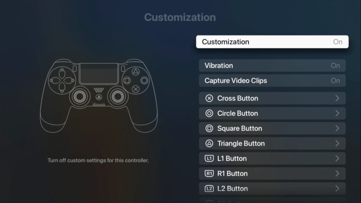 The Customization pane with Customization highlighted at the top.
