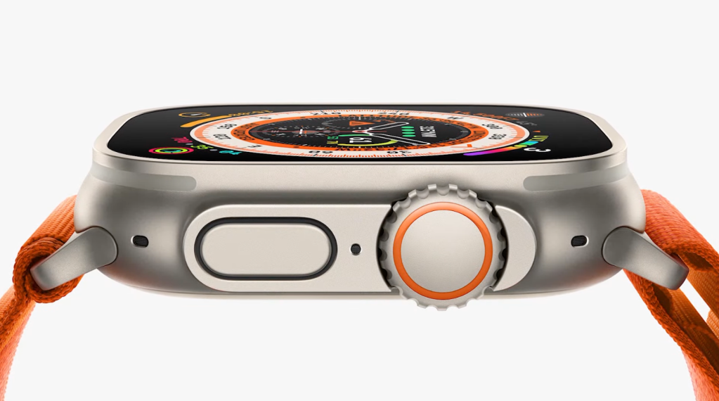 The side view of the Apple Watch Ultra